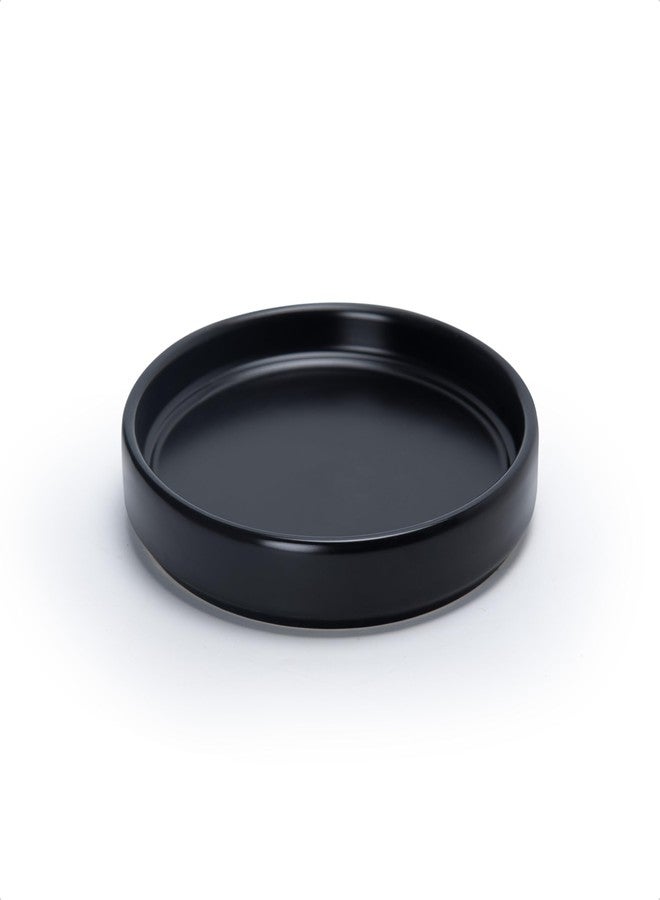 D'vine Dev Modern Round 5.4 Inch Ceramic Plant Pot Saucer, Planter Pot Drainage Tray for Indoor Plants, Matte Black, 97-T-B-2 - Image 1